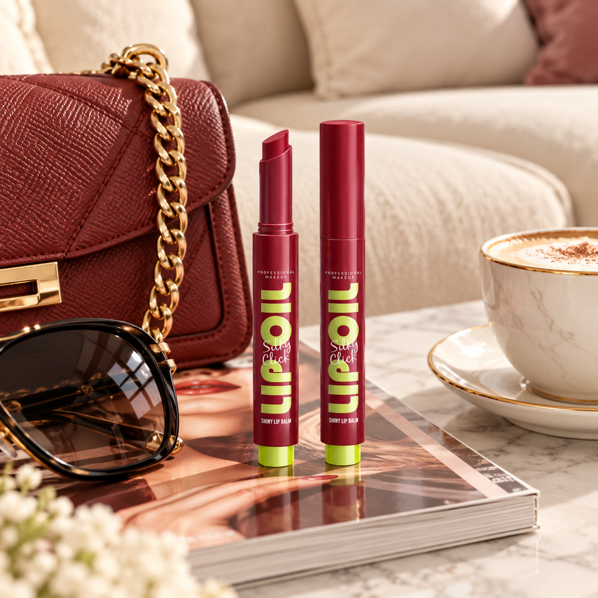 Plumping Lip Oil Balm – High-Shine Red Gloss
