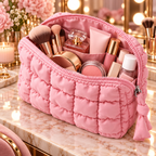 The Beauty Edit | Cloud Quilted Cosmetic Bag – Blush Pink