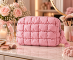 The Beauty Edit | Cloud Quilted Cosmetic Bag – Blush Pink