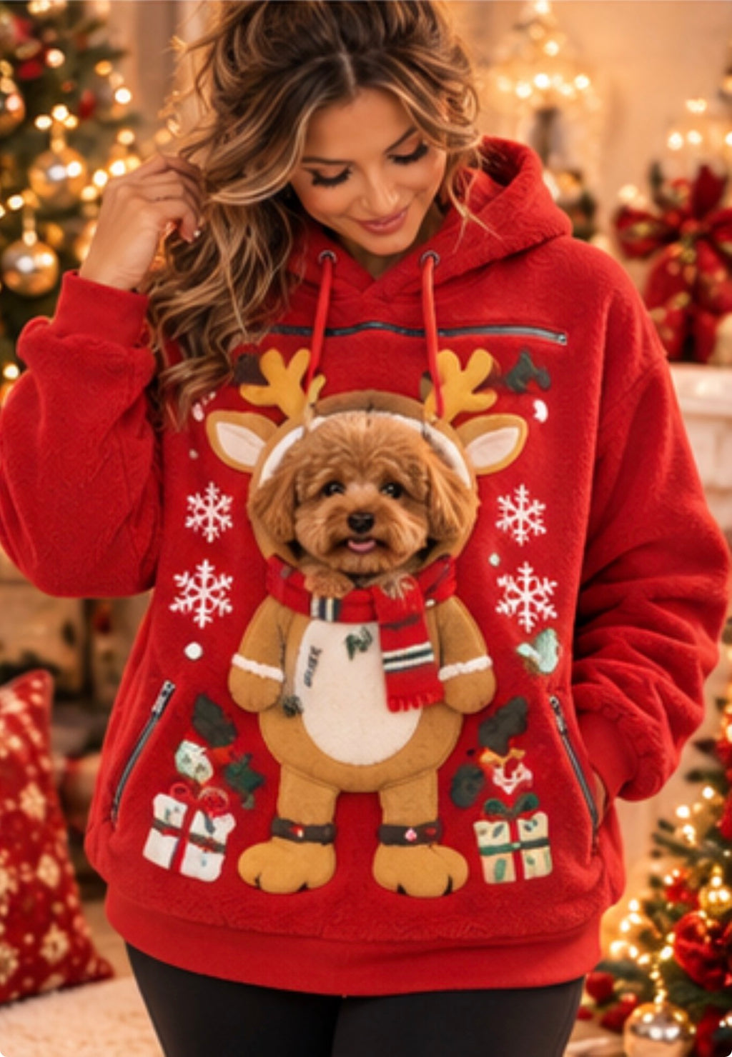 Cozy Paws Christmas Pet-Carrying Hoodie