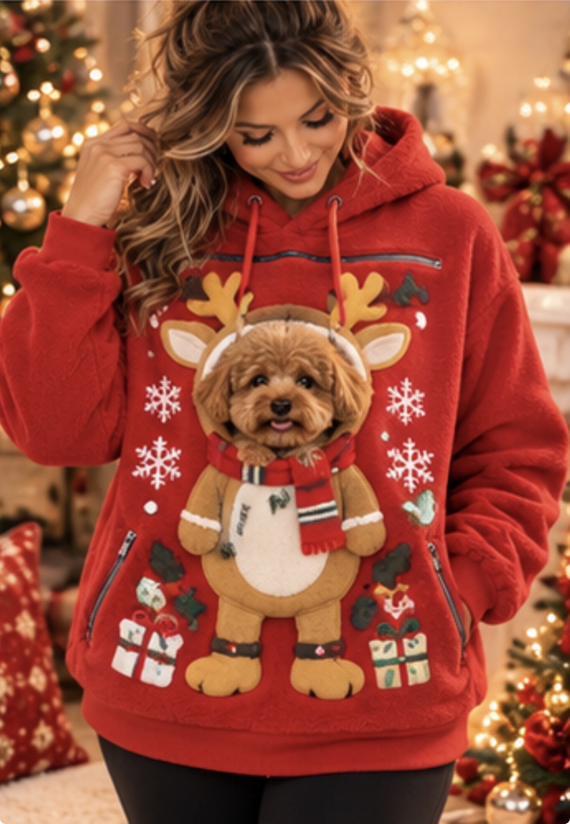 Cozy Paws Christmas Pet-Carrying Hoodie