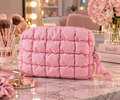 The Beauty Edit | Cloud Quilted Cosmetic Bag – Blush Pink