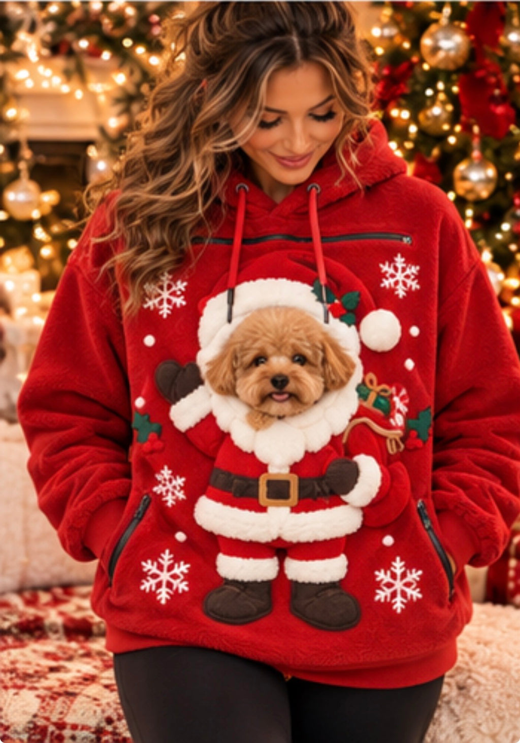 Cozy Paws Christmas Pet-Carrying Hoodie
