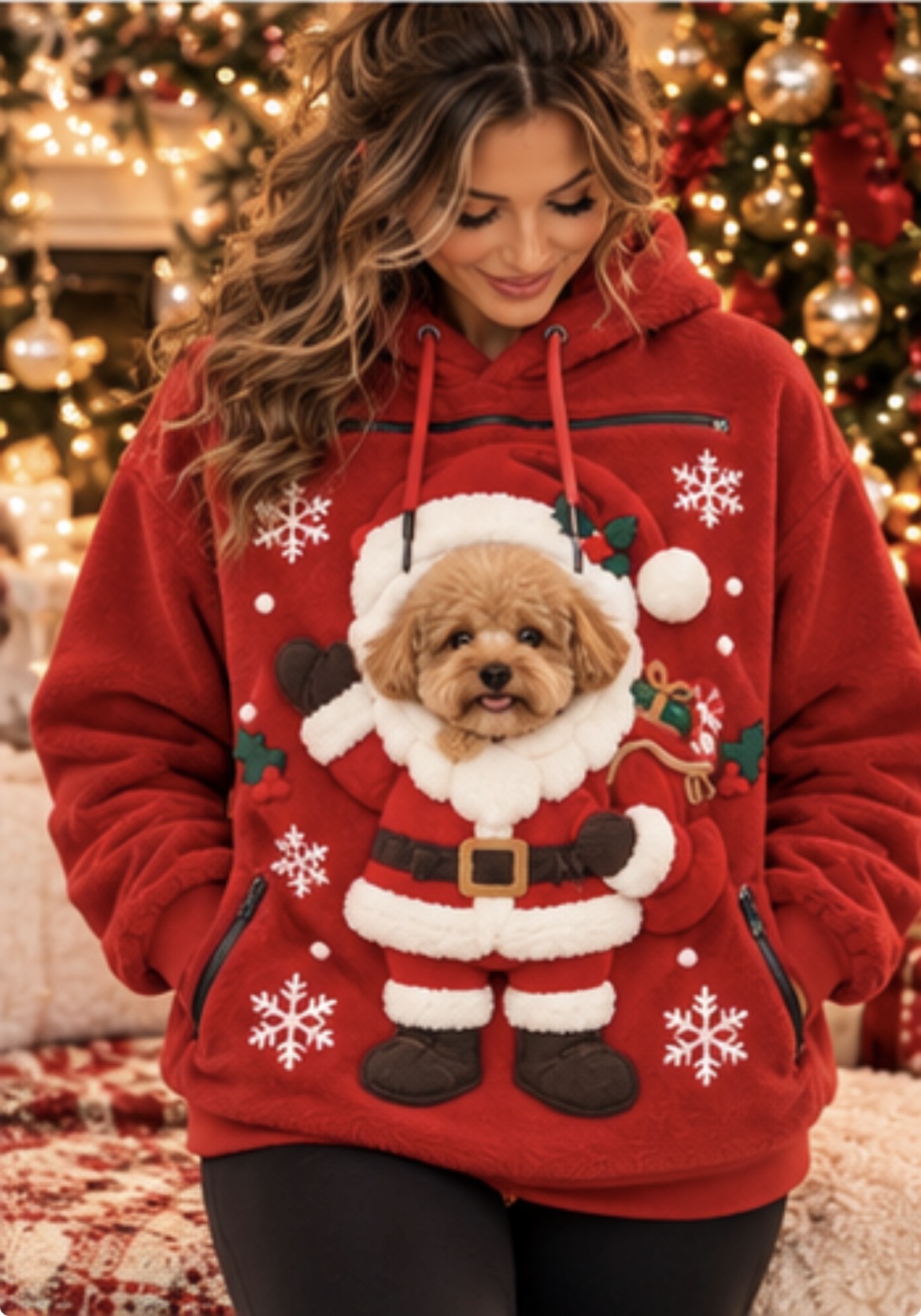 Cozy Paws Christmas Pet-Carrying Hoodie