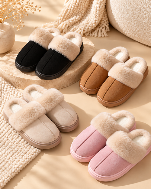 Cozy Luxe Faux Fur Slippers | Plush Winter House Slippers