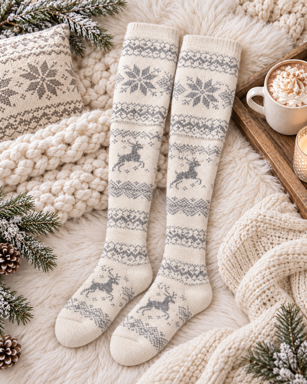 Snowflake Over-the-Knee Socks