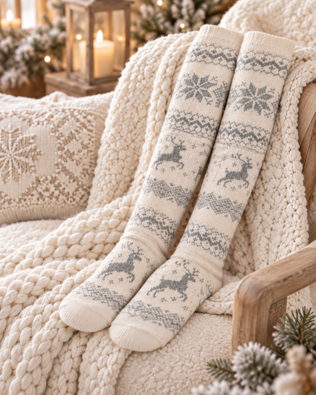 Snowflake Over-the-Knee Socks