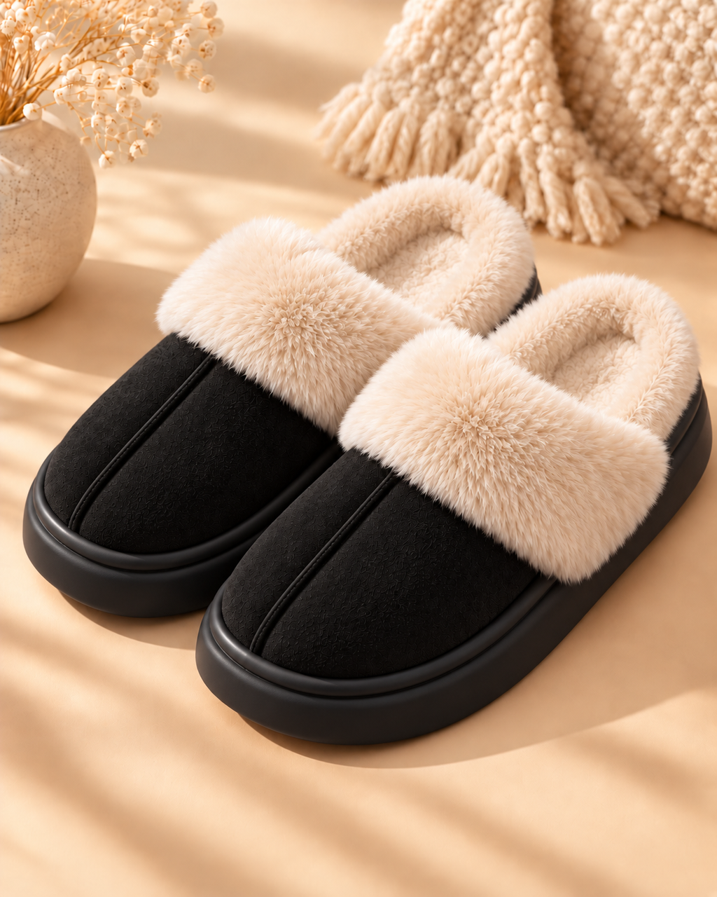Cozy Luxe Faux Fur Slippers | Plush Winter House Slippers
