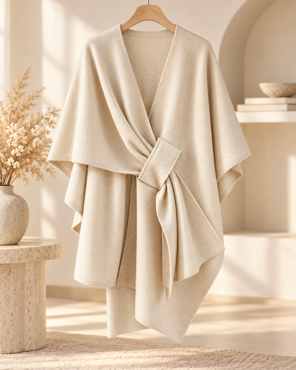Elegant Draped Knit Cape | Women's Wrap Cardigan