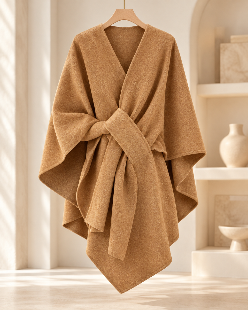 Elegant Draped Knit Cape | Women's Wrap Cardigan