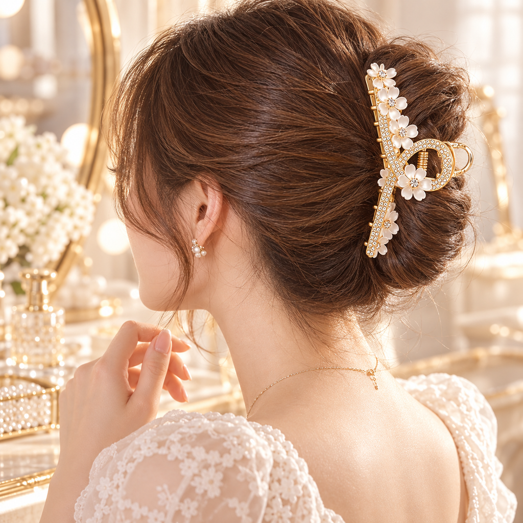 The Diamonds and Gold Claw Clip