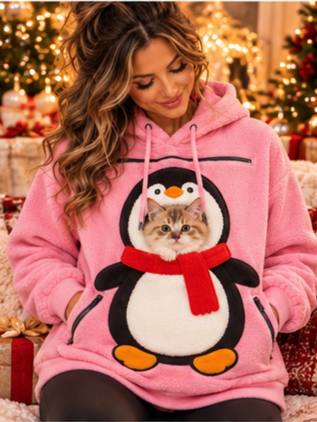 Cozy Paws Christmas Pet-Carrying Hoodie