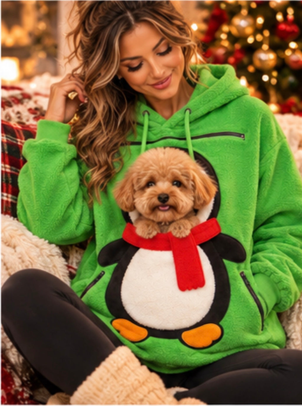 Cozy Paws Christmas Pet-Carrying Hoodie