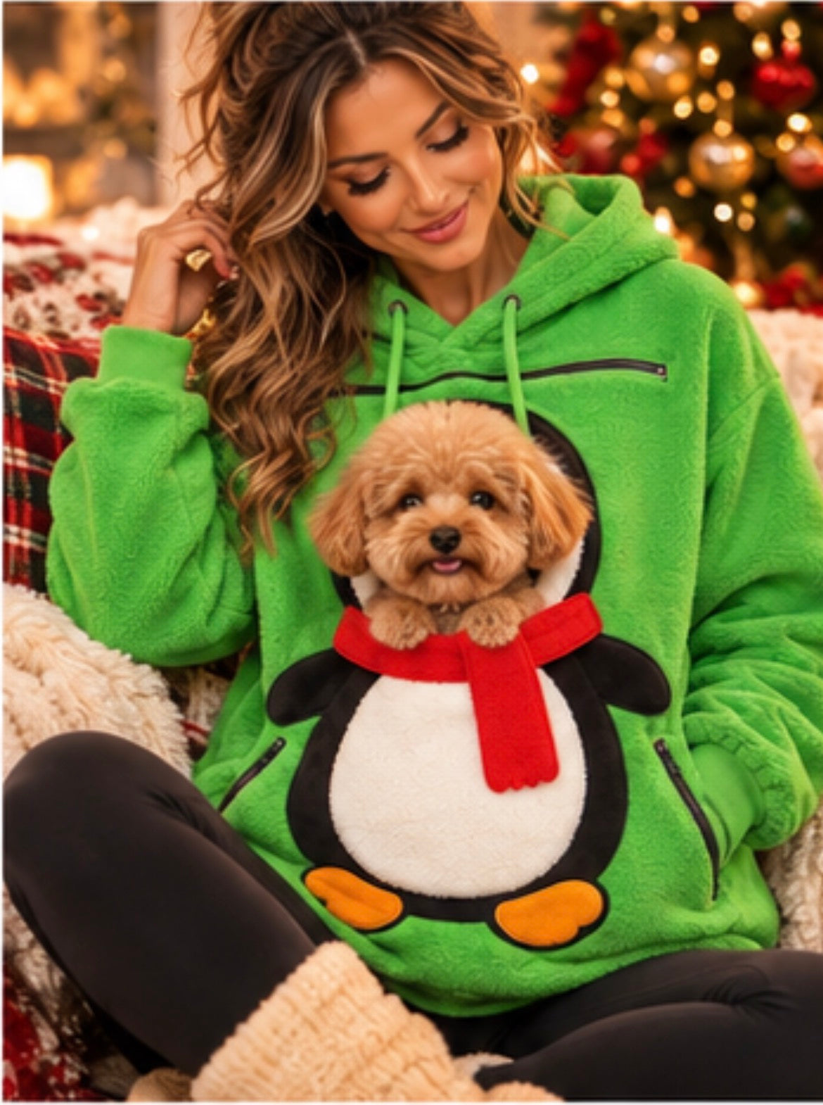 Cozy Paws Christmas Pet-Carrying Hoodie