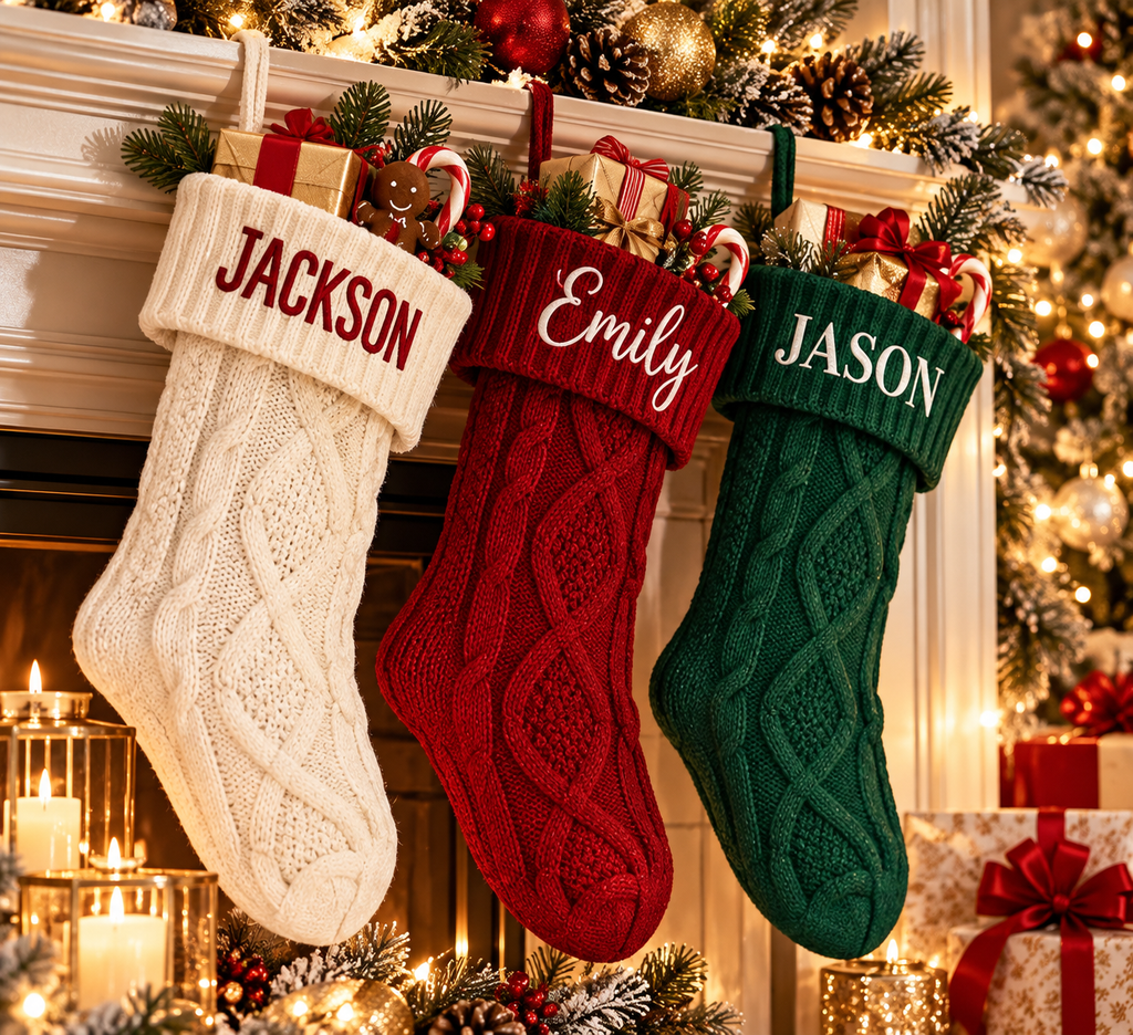 Classic Cable-Knit Christmas Stocking